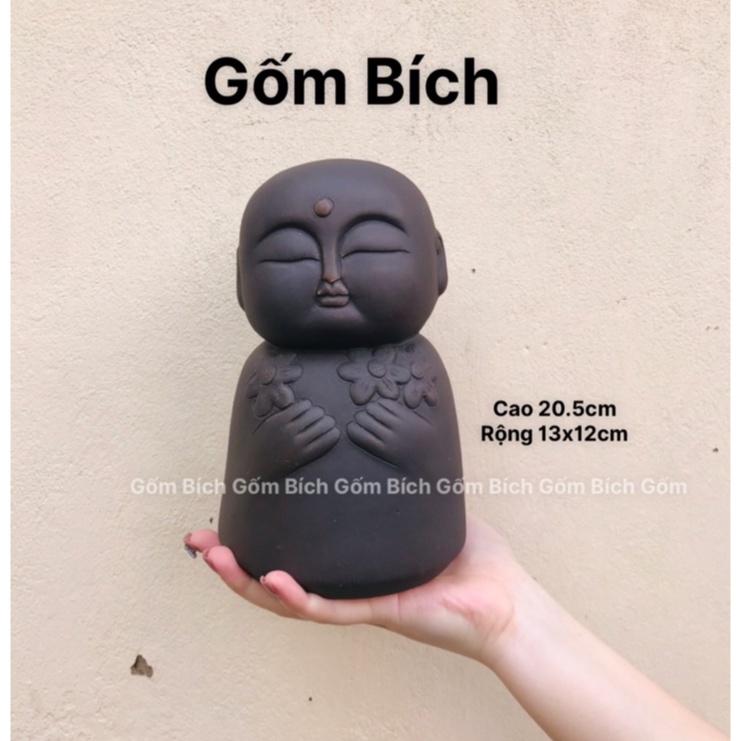 Tượng Gốm Chú Tiểu Tự Tại Gốm Sứ Bát Tràng Decor Trang Trí - Gốm Bích
