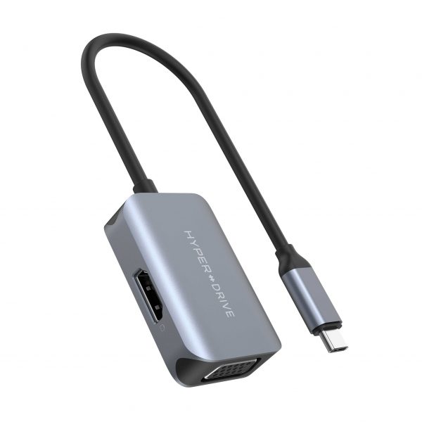 CỔNG CHUYỂN HYPERDRIVE HDMI/VGA 4K60HZ 2 IN 1 HD-C2HV GRAY - HÀNG CHÍNH HÃNG