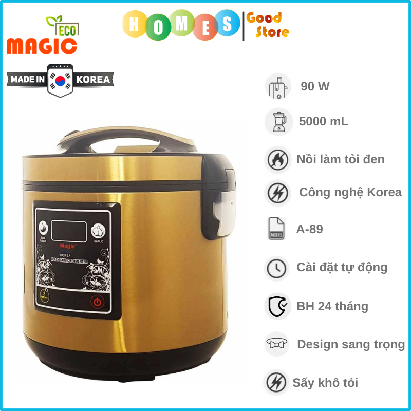 Máy, Nồi Làm Tỏi Đen MAGIC KOREA A-88 Tự Động Dung Tích 5L Công Suất 90W - Hàng Chính Hãng