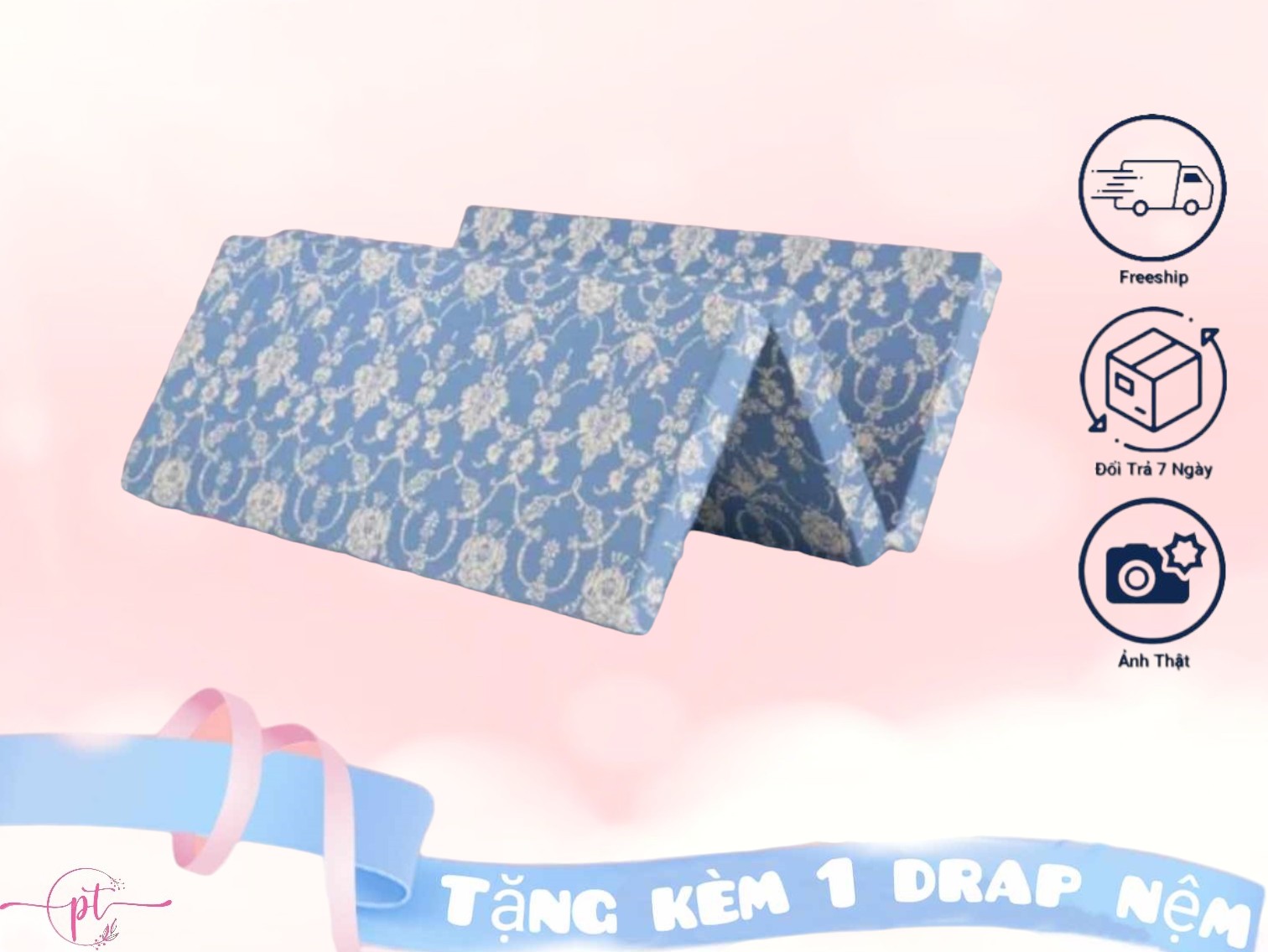 Nệm Bông Ép Cao Cấp Gấp 3 Dày 9cm Đủ Size ( Giao Màu Ngẫu Nhiên )