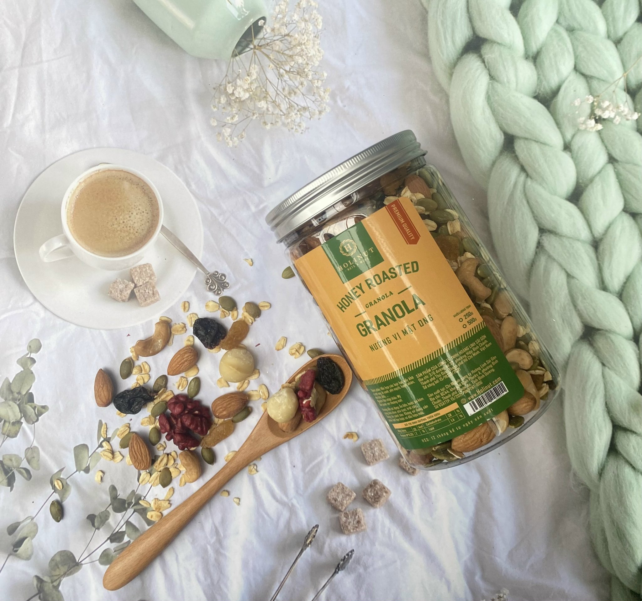 Ngũ Cốc Granola Nướng Vị Mật Ong Hạt Nhập Khẩu - thương Hiệu Holinut/500gram