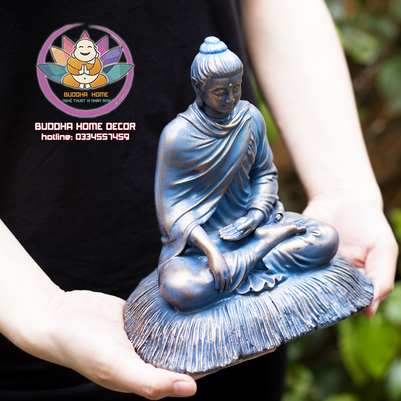 Tôn Tượng Bổn Sư 21 cm màu xanh lam cổ phong thủy, thờ cúng