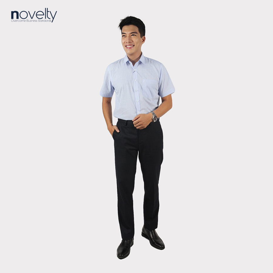 Áo sơ mi nam ngắn tay Novelty vải dừa thoáng mát Casual hoa văn NSMMHSMCNB220782N