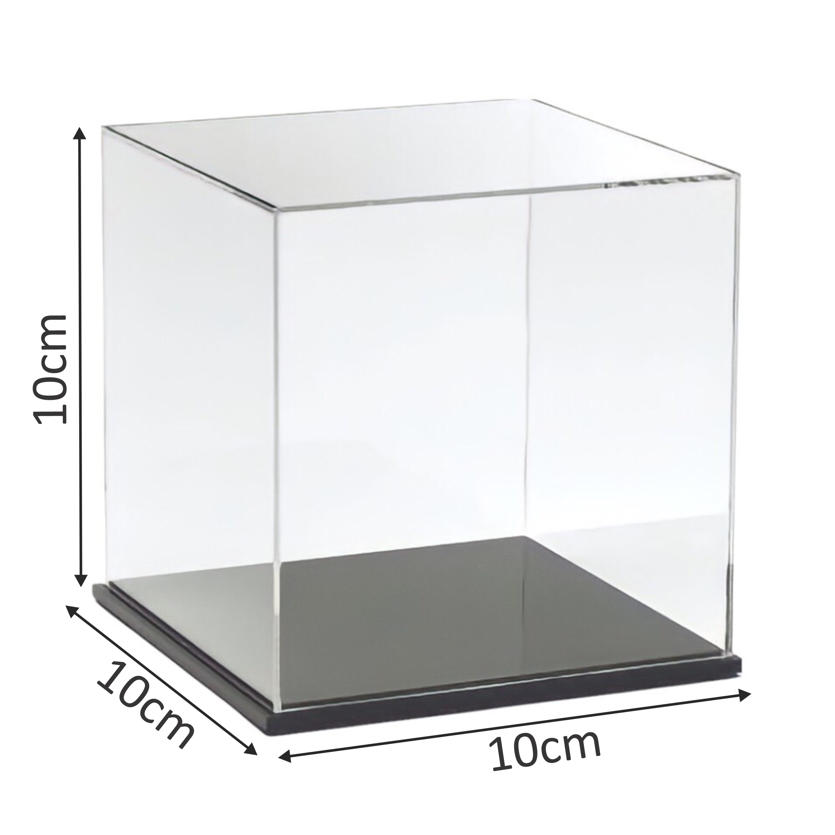 Hộp mica Enter BOX101 10x10x10cm mica dày 2mm, đế đen 5mmx2 vuông, Hộp trưng bày mô hình, Hộp mica trong chống bụi