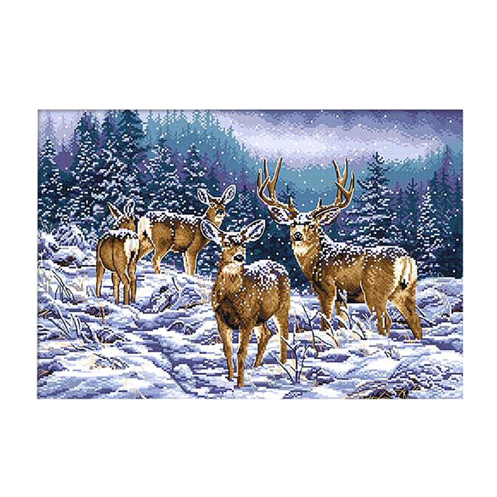 Stamped Embroidery Cross Stitch Kit Beginner Needlecrafts- Deer  14CT