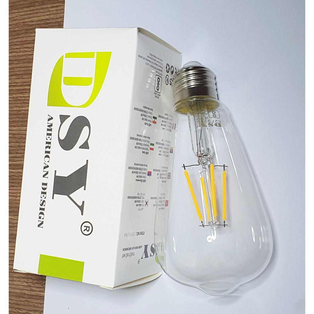 Dây đèn trang trí 5m 10 đui kèm 10 bóng Edison ST64 4w ánh sáng vàng