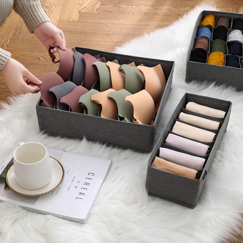 Hộp Vải Đựng Đồ Lót, Tất Vớ, Nón, Đồ Nhỏ, Hộp Đựng Chia Ngăn Đa Năng