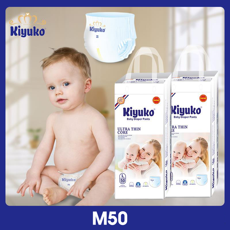 Tã bỉm quần cao cấp cho bé Kiyuko size M (6-11kg) 50 miếng siêu mềm siêu mỏng siêu lành tính