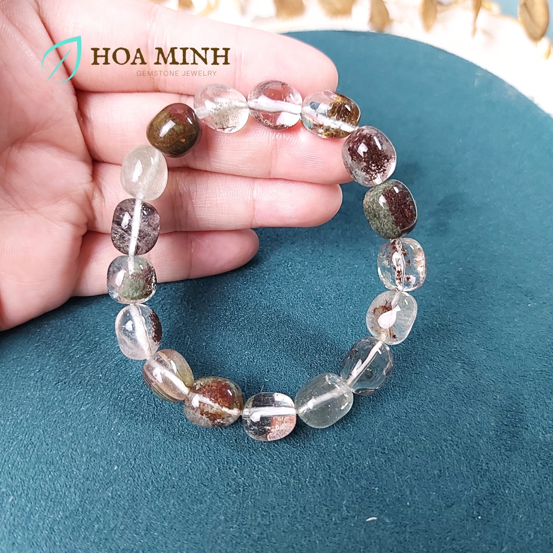 Vòng tay đá Thạch Anh Ưu Linh tự nhiên hạt lu bo tròn size 9x10 li phong cách cá tính, thời trang không kén mệnh