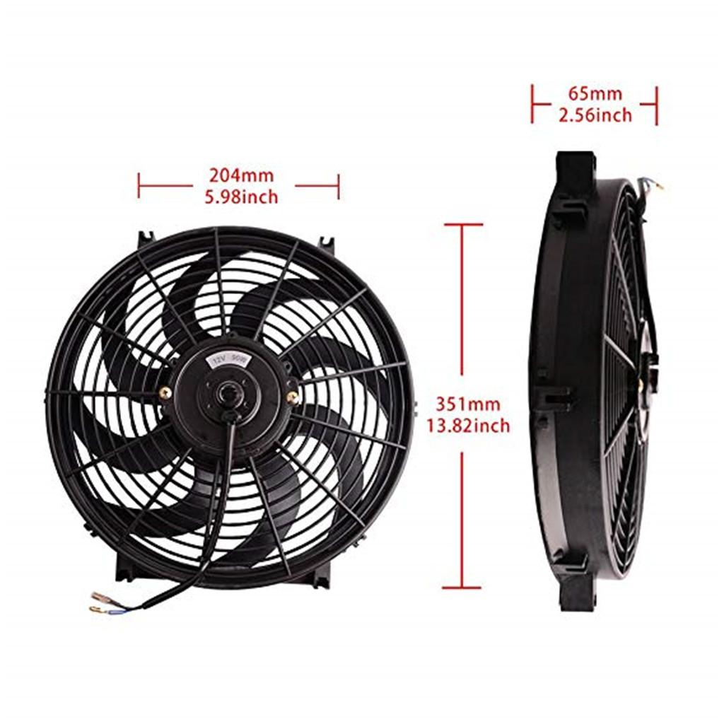 Universal 14" Curved Electric Engine Radiator Cooling Fan with Mounting Kits