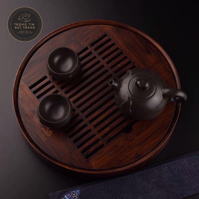 Khay Trà Tre Cao Cấp Tròn Lớn Kích Thước 38*5 KT 14.3