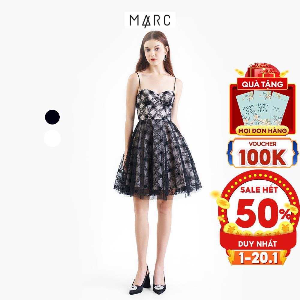 Đầm 2 dây nữ MARC FASHION tùng xoè cúp ngực phối ren FALH103622