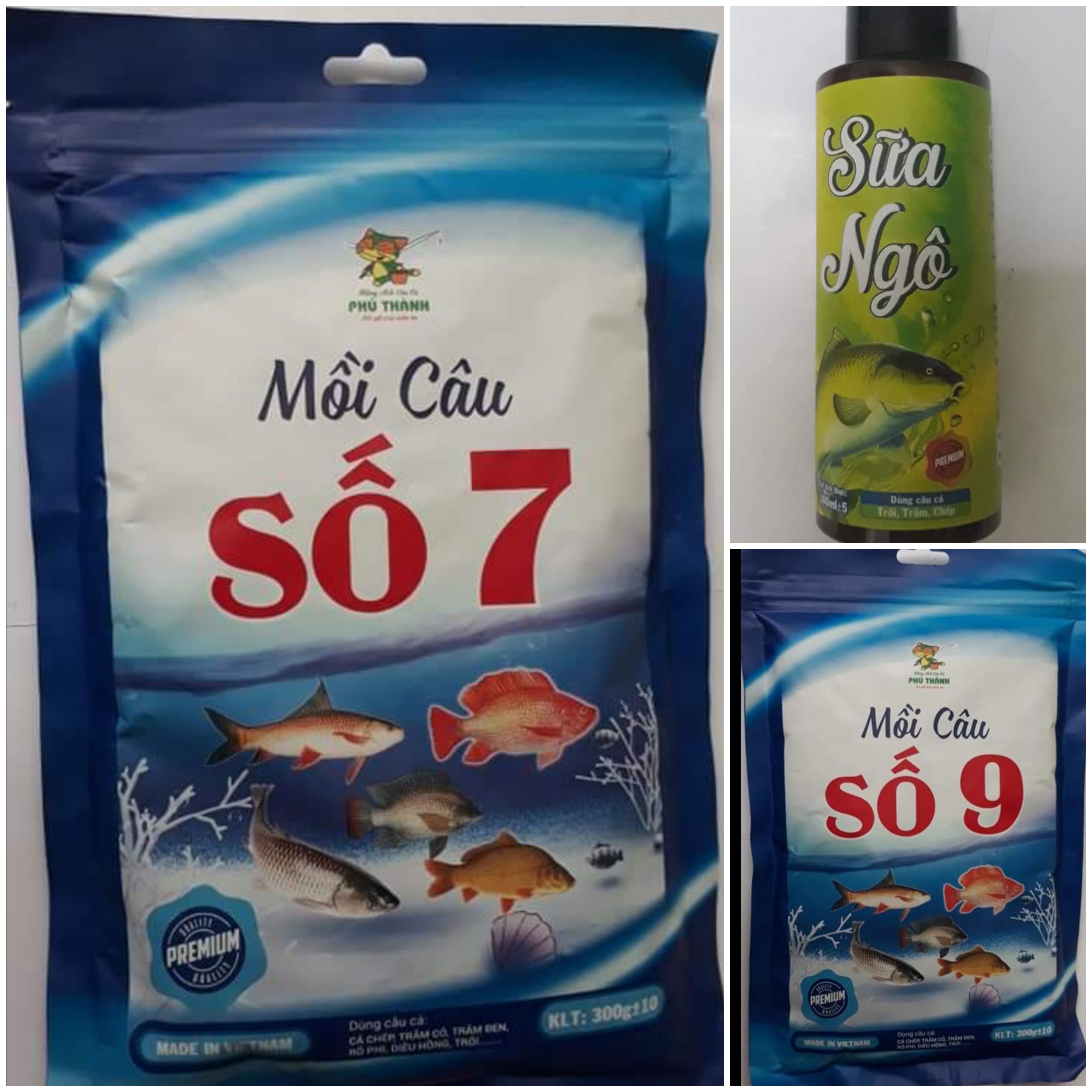 Combo gồm Mồi số 7,9 và Tinh Mùi Sữa Ngô _ Bộ 3 kết hợp hoàn hảo của Hãng Phú Thành