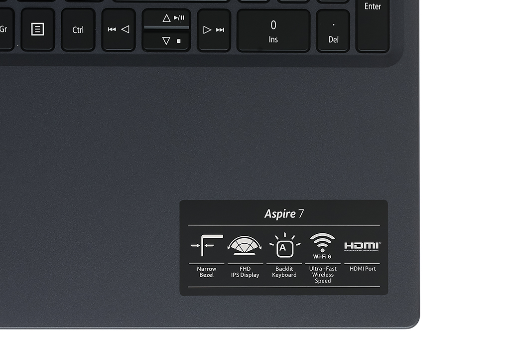 Máy Tính Xách Tay Laptop Acer Aspire 7 Gaming A715-75G-58U4 (NH.Q97SV.004) (Core i5-10300H, 8GB Ram, 512GB SSD NVMe, 15.6 inch IPS FHD, GTX 1650 4GB, Win11H, 2.15Kg, Đen) - Hàng Chính Hãng