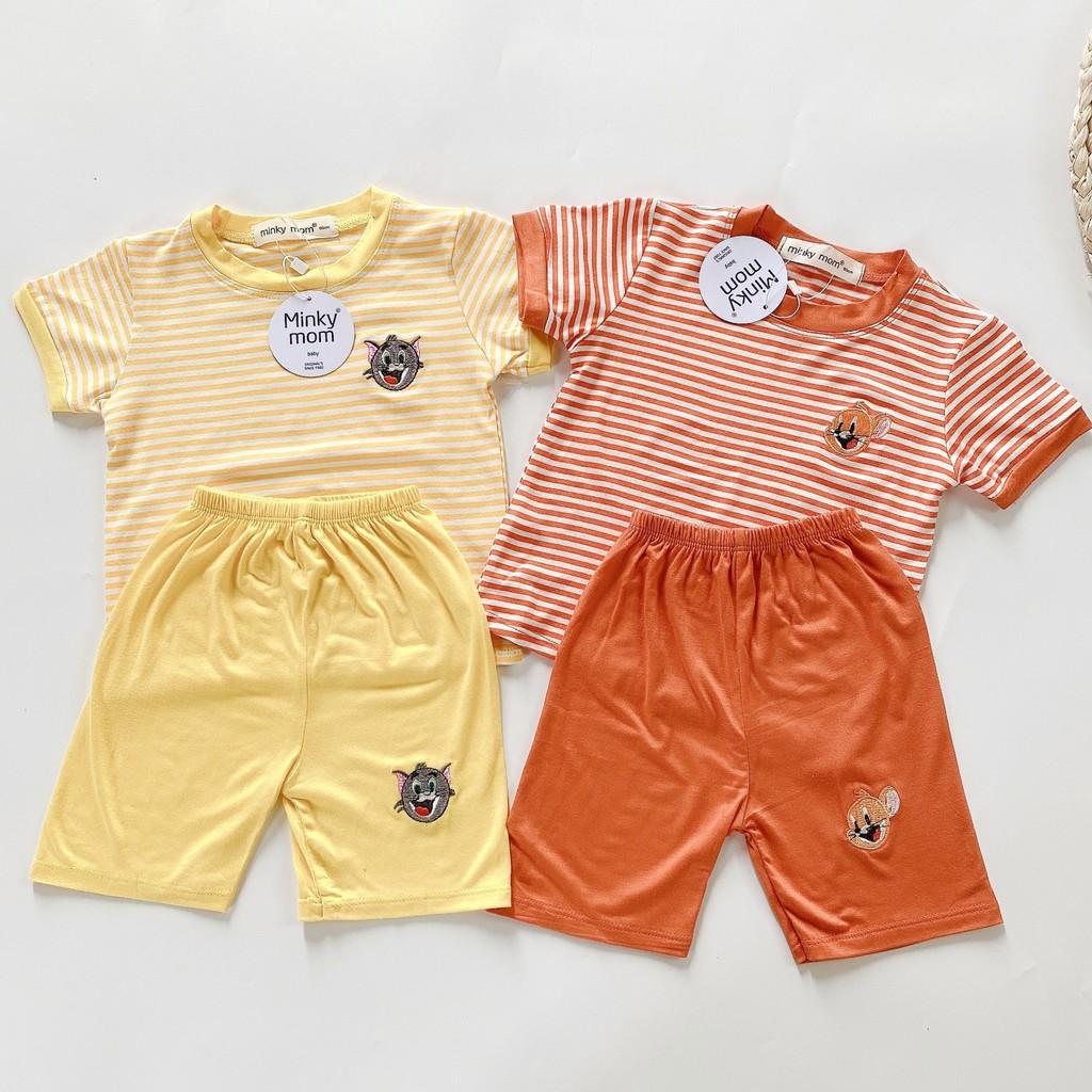 Bộ Cộc Kẻ Hàng Minky Mom Thêu Họa Tiết Mèo Và Chuột Cho Bé(SP001397) - 1397