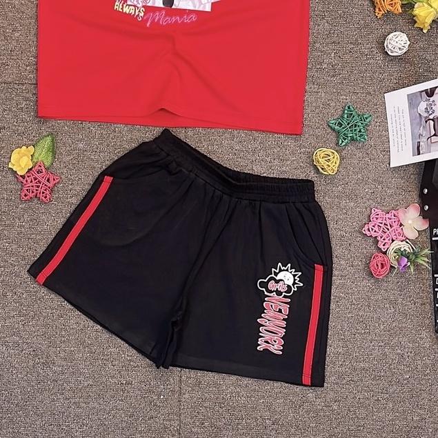 Bộ cộc tay bé gái 5-12 tuổi in hình và chữ NEWYORK, Bộ hè cho bé size đại vải cotton co giãn thấm hút mồ hôi