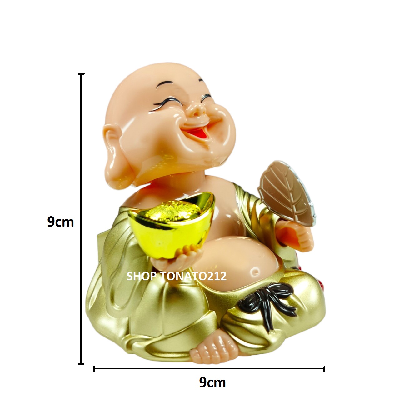 PHẬT DI LẶC NĂNG LƯỢNG MẶT TRỜI NGỒI CẦM QUẠT 23088 CAO 9CM