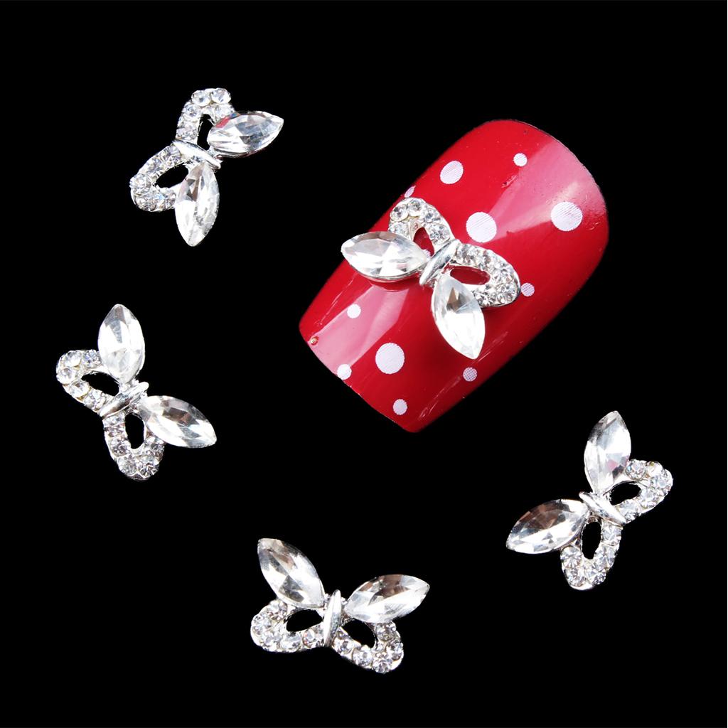 10 Pcs 3D Nail Art Charm Alloy Rhinestone Sticker Nail Tips Decorations