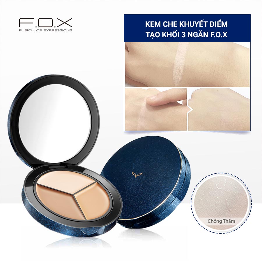 Kem Che Khuyết Điểm, Tạo Khối 3 Ngăn FOX Completely Concealer Plate 9.5g