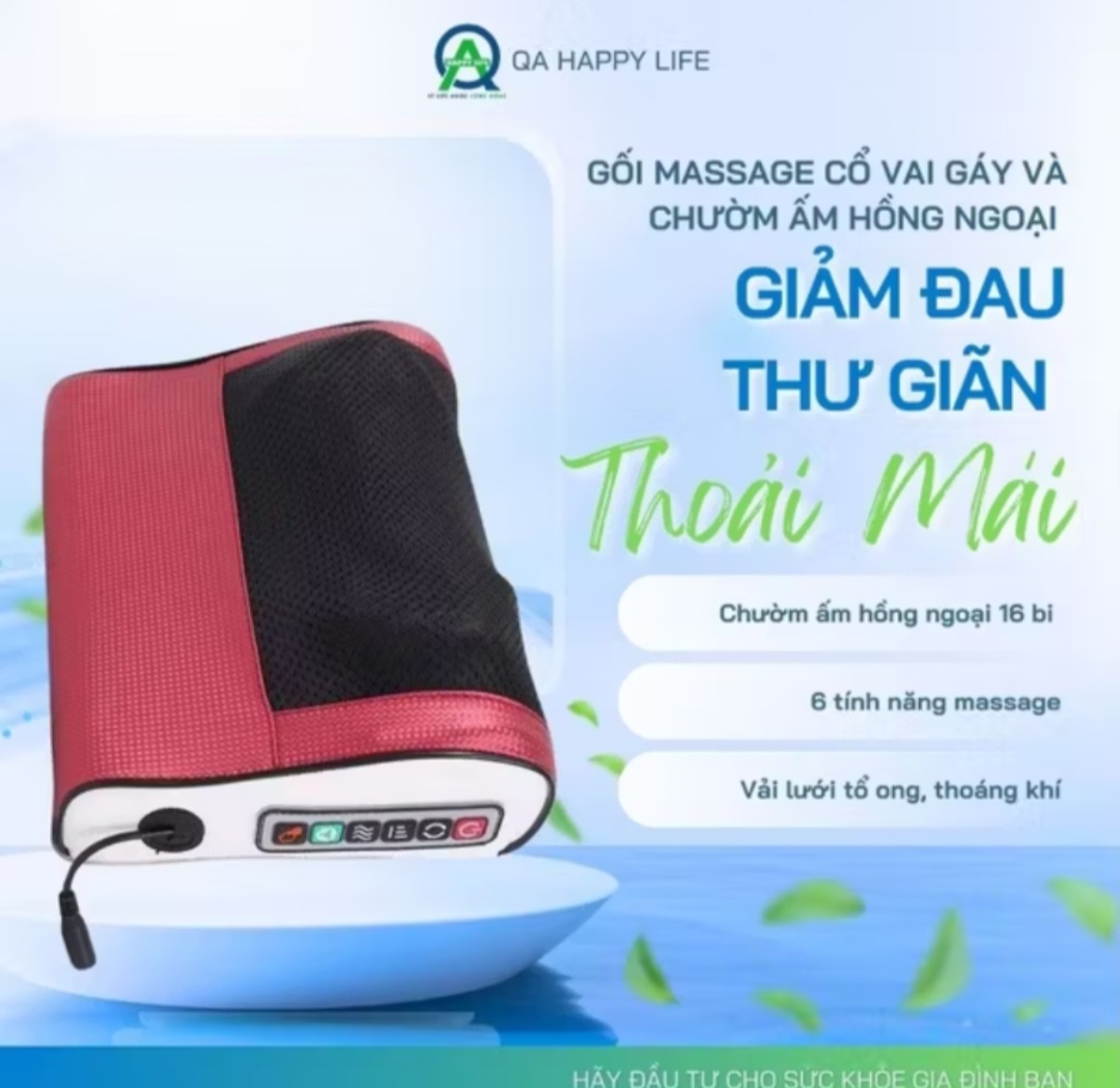 CÔNG NGHỆ GỐI MASSAGE CỔ VAY GÁY TOÀN THÂN 20 BI MASSAGE CAO CẤP