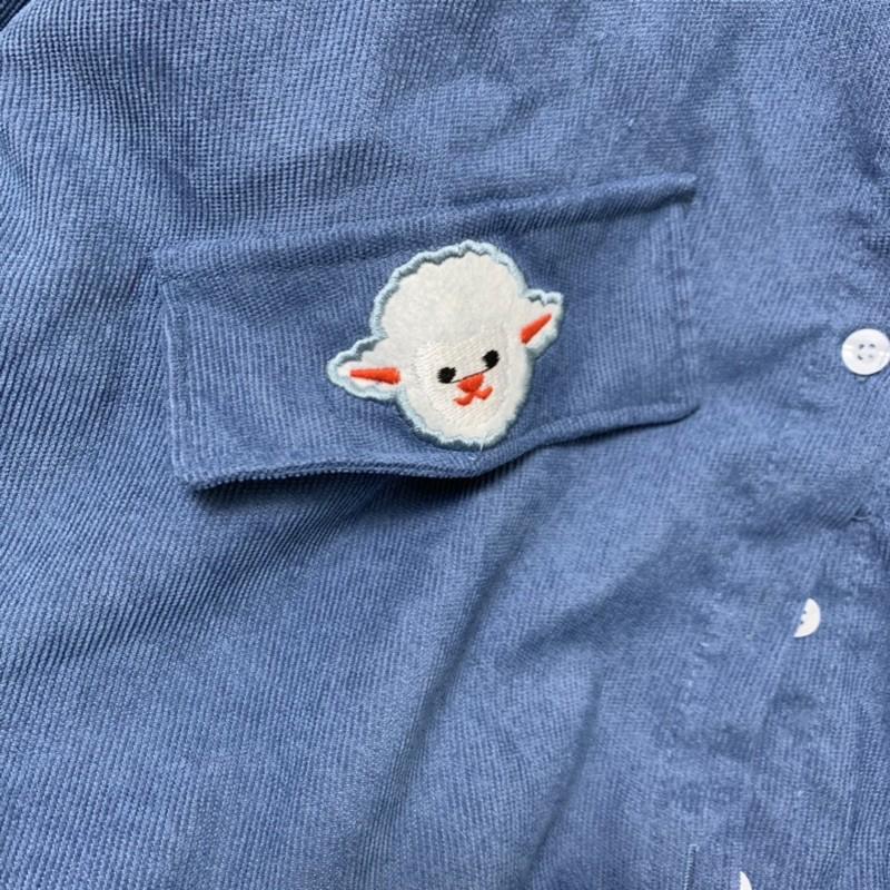 Áo sơ mi nhung tăm thêu Cừu unisex