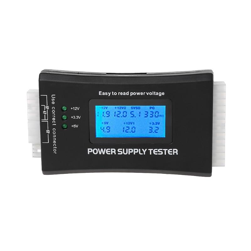 Digital LCD Power Supply Tester Multifunction Computer 20 24 Pin Sata LCD PSU HD ATX BTX Voltage Test Source