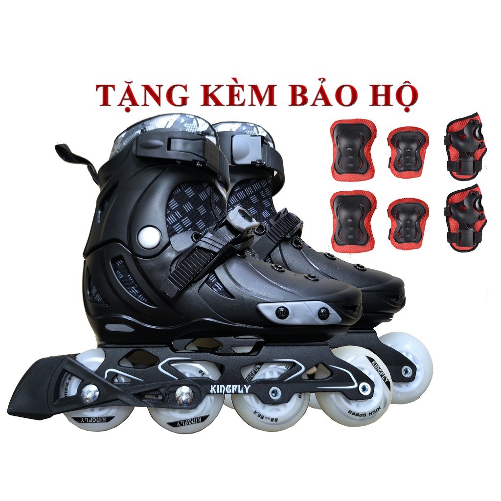 Giày trượt patin trẻ em cao cấp Kingfly W198 có đèn led tặng kèm bảo hộ