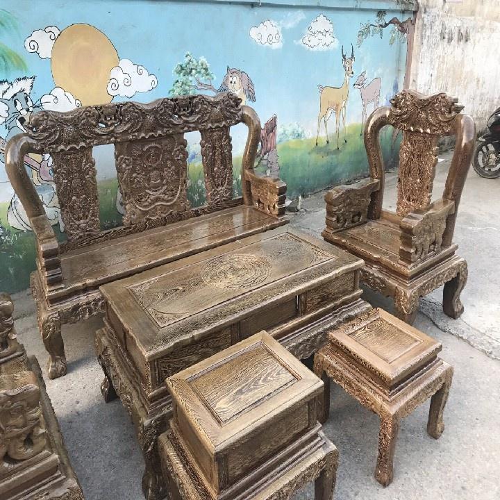 Bộ Bàn Ghế Minh Quốc Voi Gỗ Mun Đuôi Công VIP