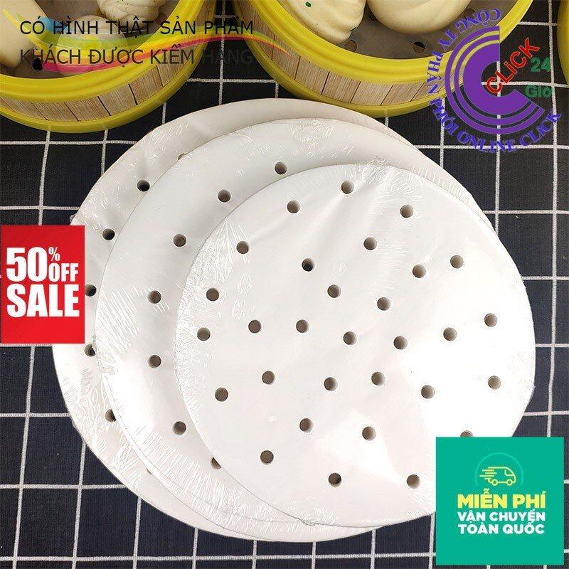 Combo 100 Tờ Giấy Nến Tròn Đục Lỗ Dùng Cho Nồi hấp, Nồi Chiên Không Dầu - An Toàn Sức Khỏe