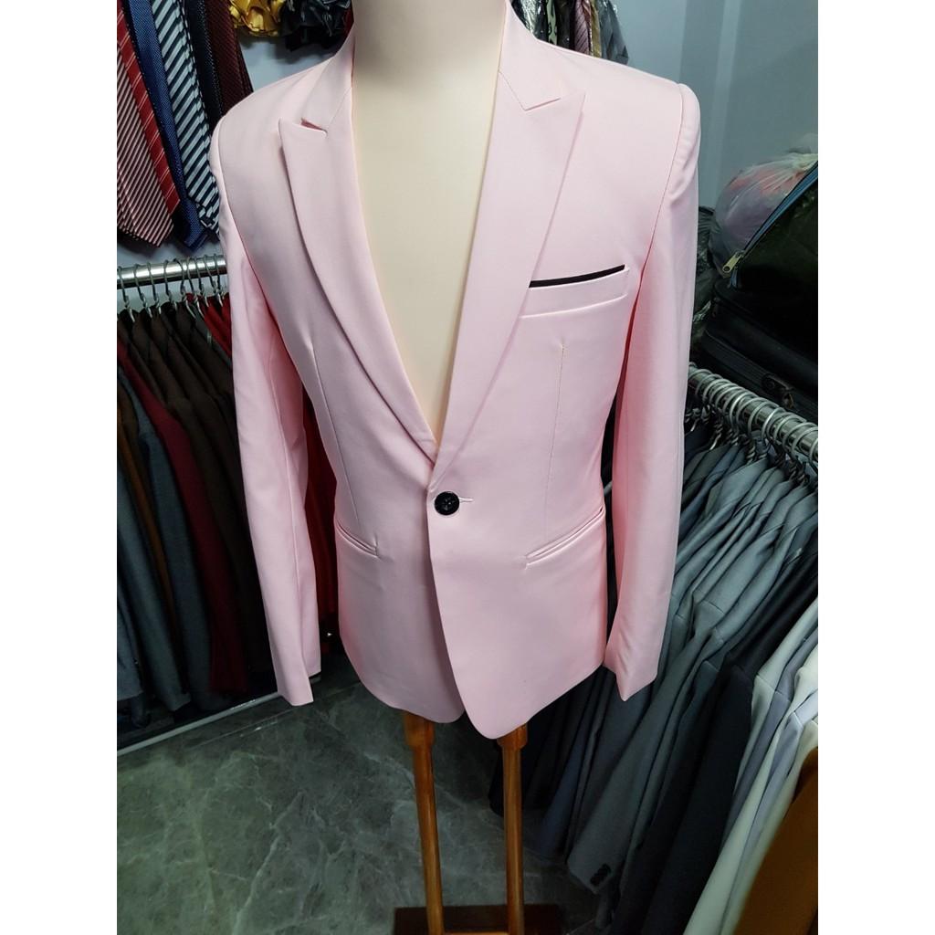 Áo vest nam form ôm body màu hồng