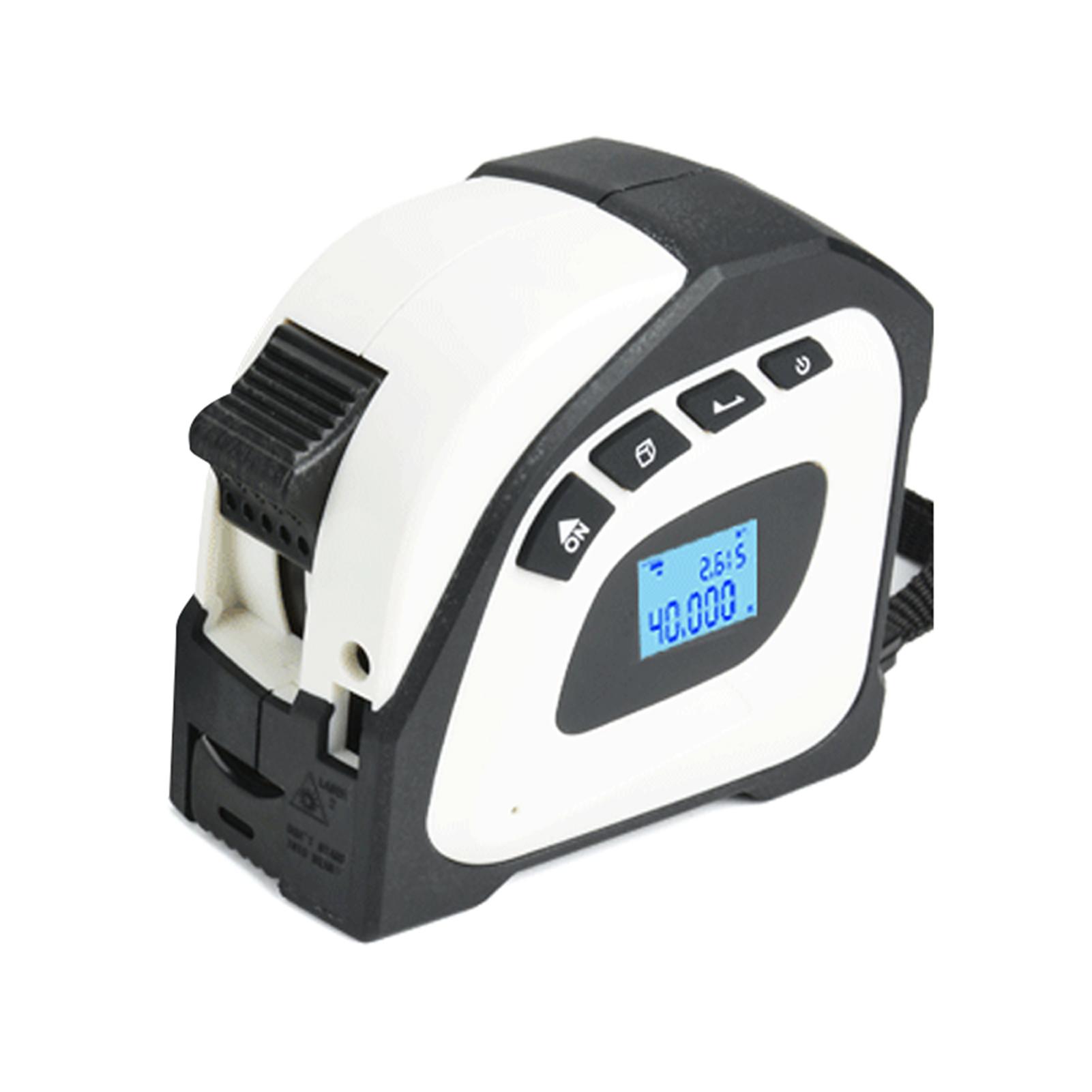 Laser Tape Measure, 2 in 1 Digital Laser Distance Meters with LCD Display, 40M Laser Measure, 5M Tape Measure, Measuring Area/Volume/Distance/Pythagorean Circumference White Imperial