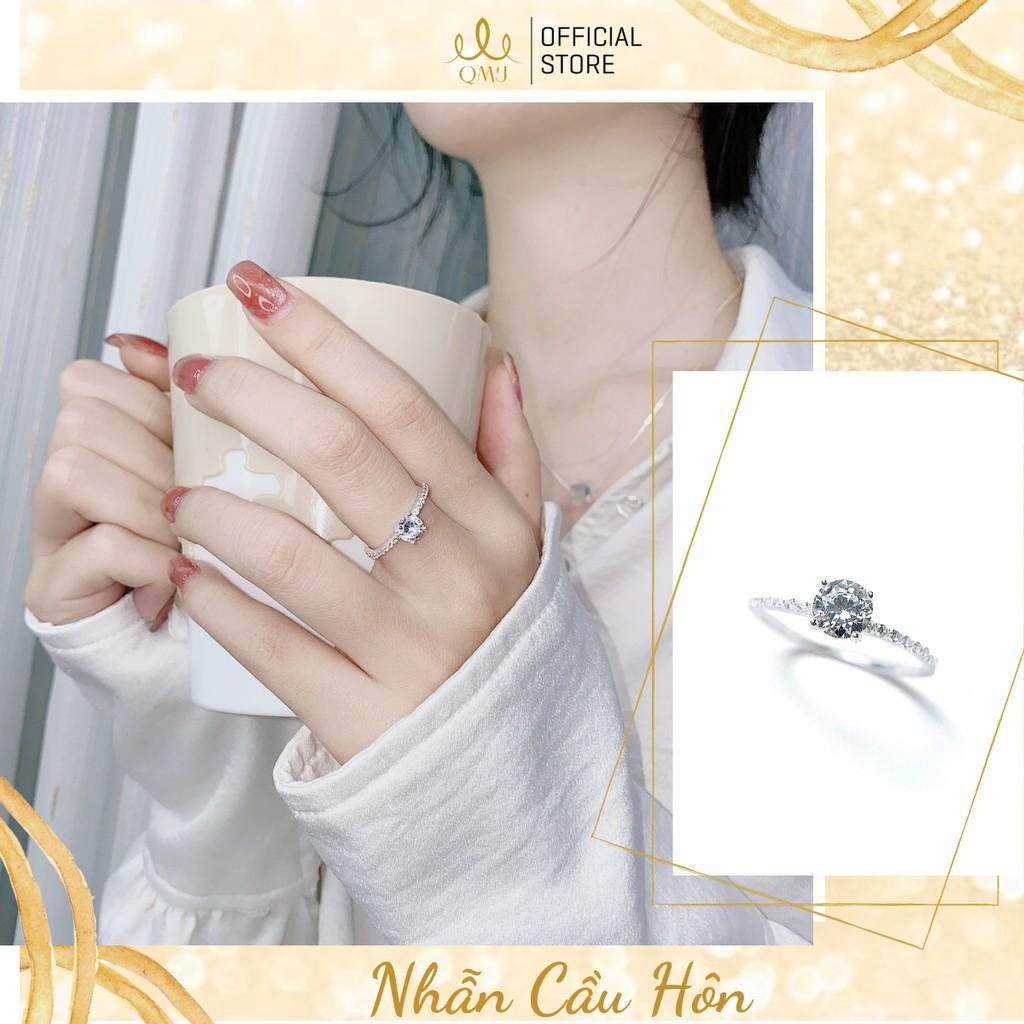 Nhẫn bạc QMJ Cầu hôn nạm đá sáng - Q001