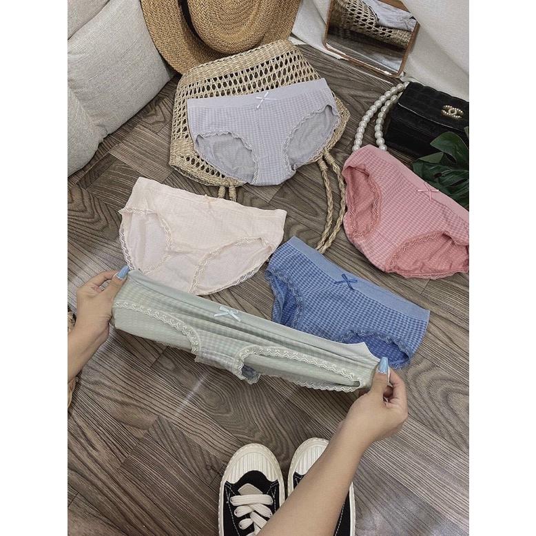 Quần Lót Cotton CARO phối ren nơ, chất liệu co dãn, thấm hút mồ hôi