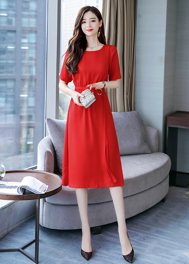 Đầm Xòe Rút Eo Kèm Khoen