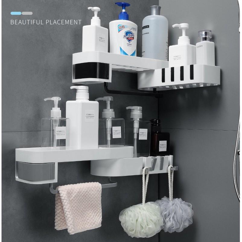 Kệ dán tường xoay đa chiều để đồ nhà tắm bền đẹp, kệ treo tường gấp gọn đựng đồ đa năng không cần khoan tường tiện dụng