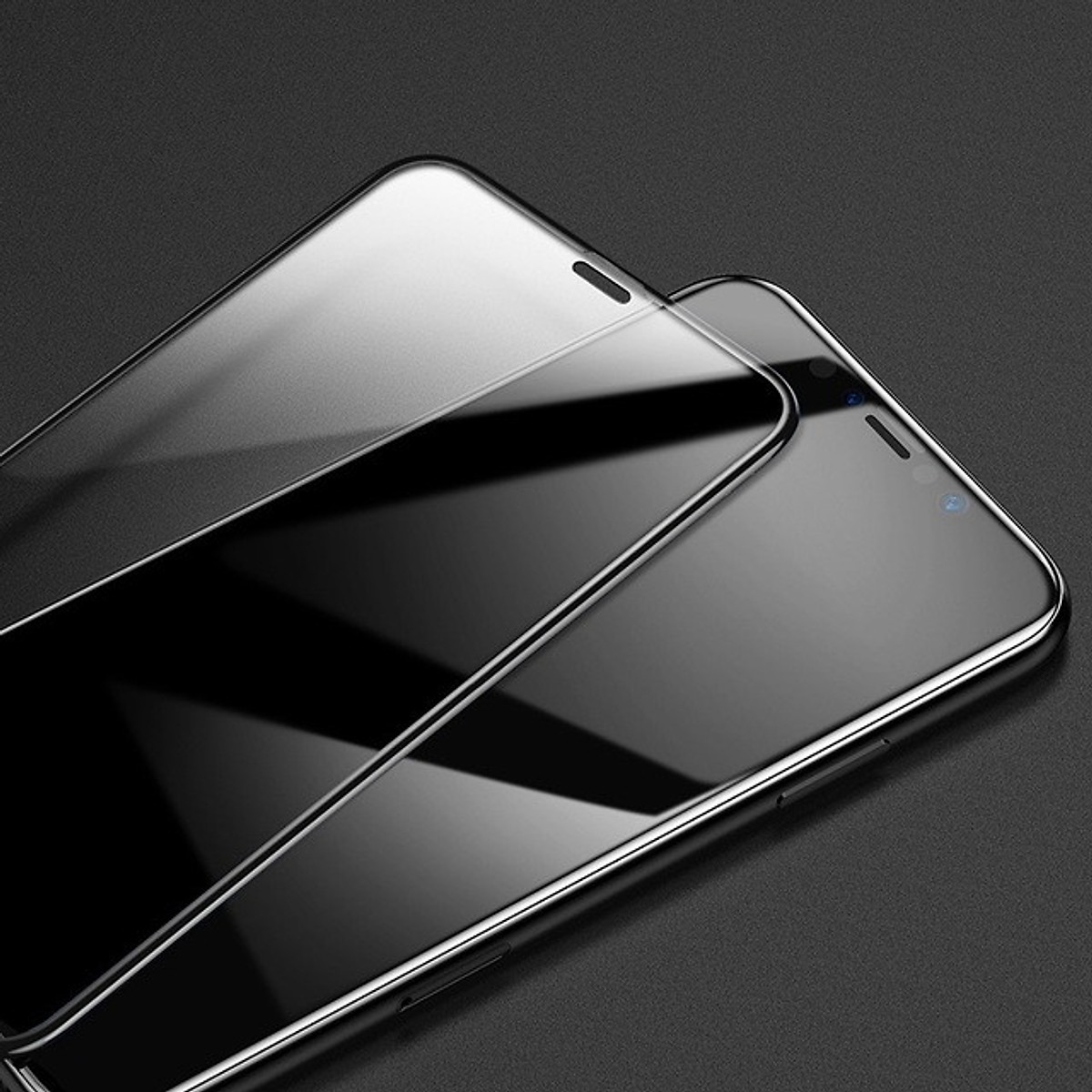 Bộ 2 Miếng dán kính cường lực Full 3D cho iPhone 11 Pro Max / iPhone Xs Max hiệu Baseus bảo vệ màng loa chống bụi - Hàng nhập khẩu