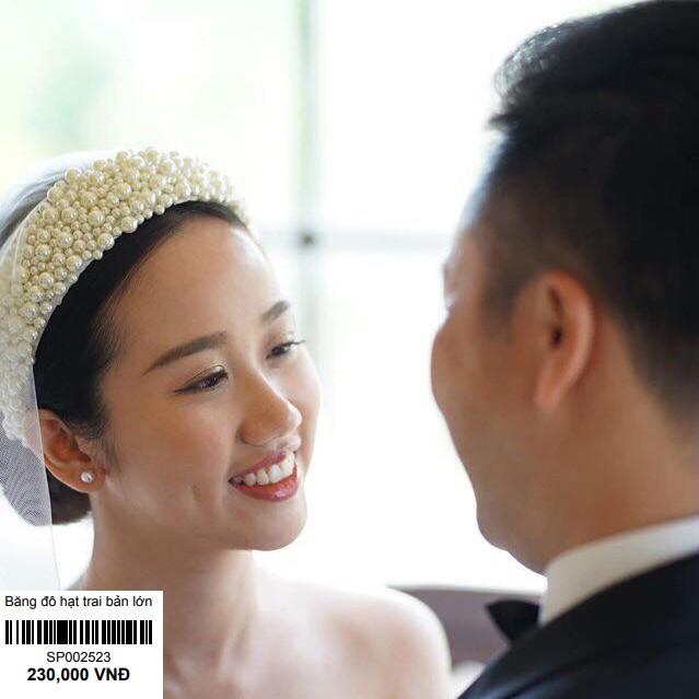 Bộ cài tóc cô dâu voan đính hạt trai mẫu phụ kiện cưới cô dâu mới mua cưới 2019-2020