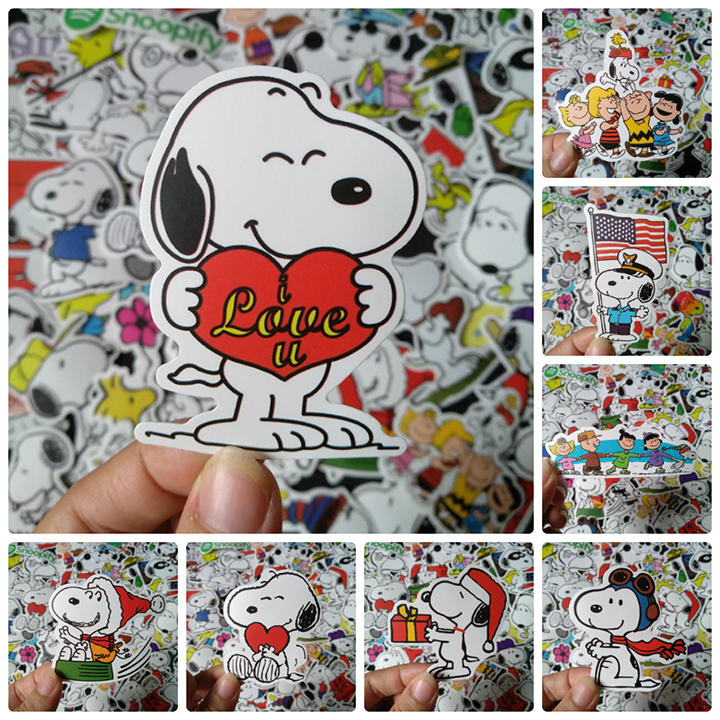 Bộ Sticker dán cao cấp chủ đề SNOOPY - Dùng dán Xe, dán mũ bảo hiểm, dán Laptop