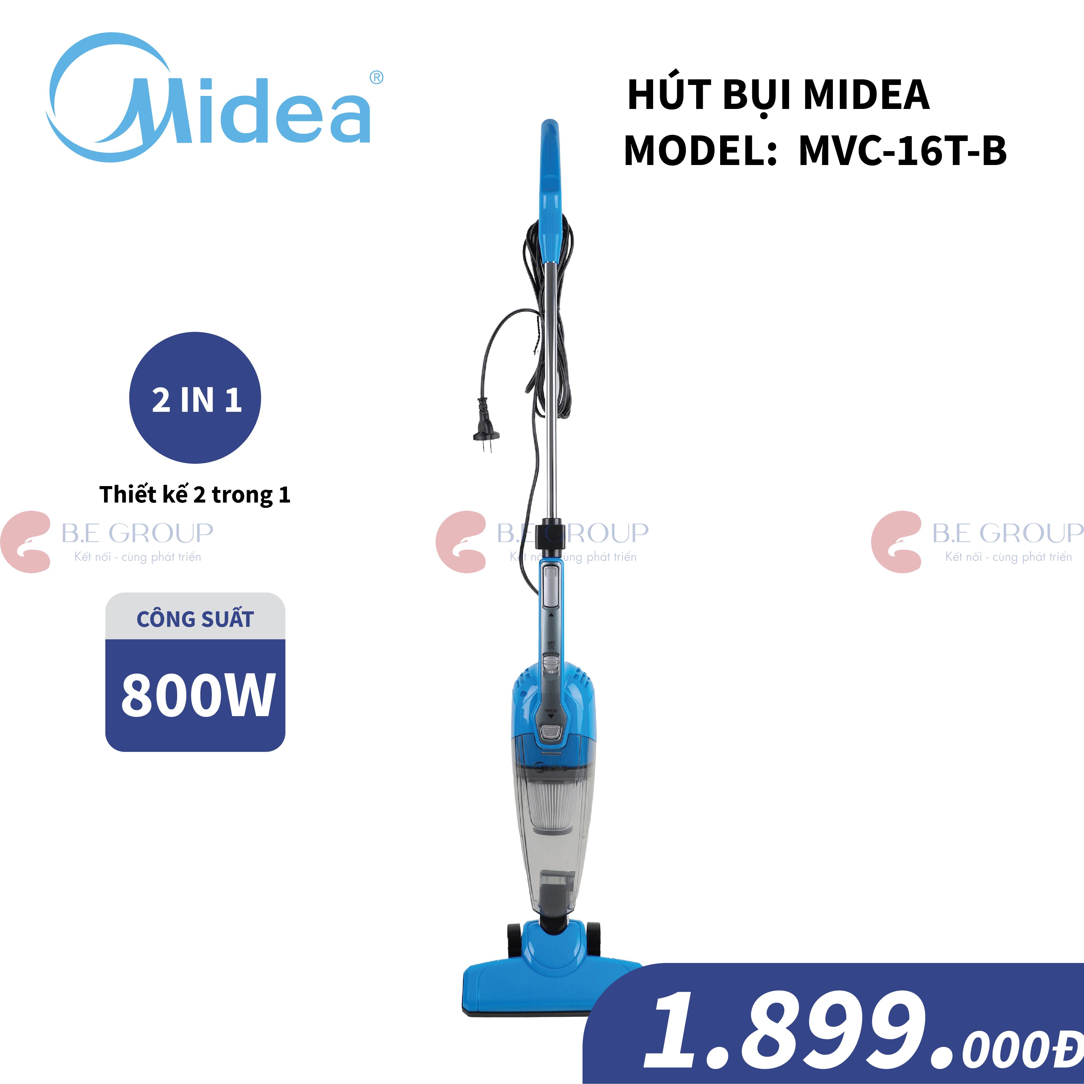 Máy hút bụi cầm tay MIDEA MCV-16T-B Dây điện dài 5m - Lực hút siêu mạnh - 2 kiểu máy hút bụi dạng đứng và cầm tay - Hàng Chính Hãng