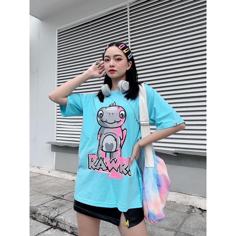 Áo thun Dripping khủng long RAWR màu xanh XXME