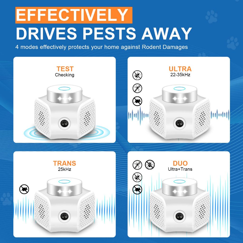 Máy đuổi chuột siêu âm Ultrasonics Mice Repellent 4-in-1 trong nhà và ngoài trời