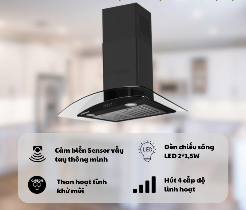 Máy Hút Mùi Kính Cong Kocher K-8001 (70CM) - Hàng Chính Hãng