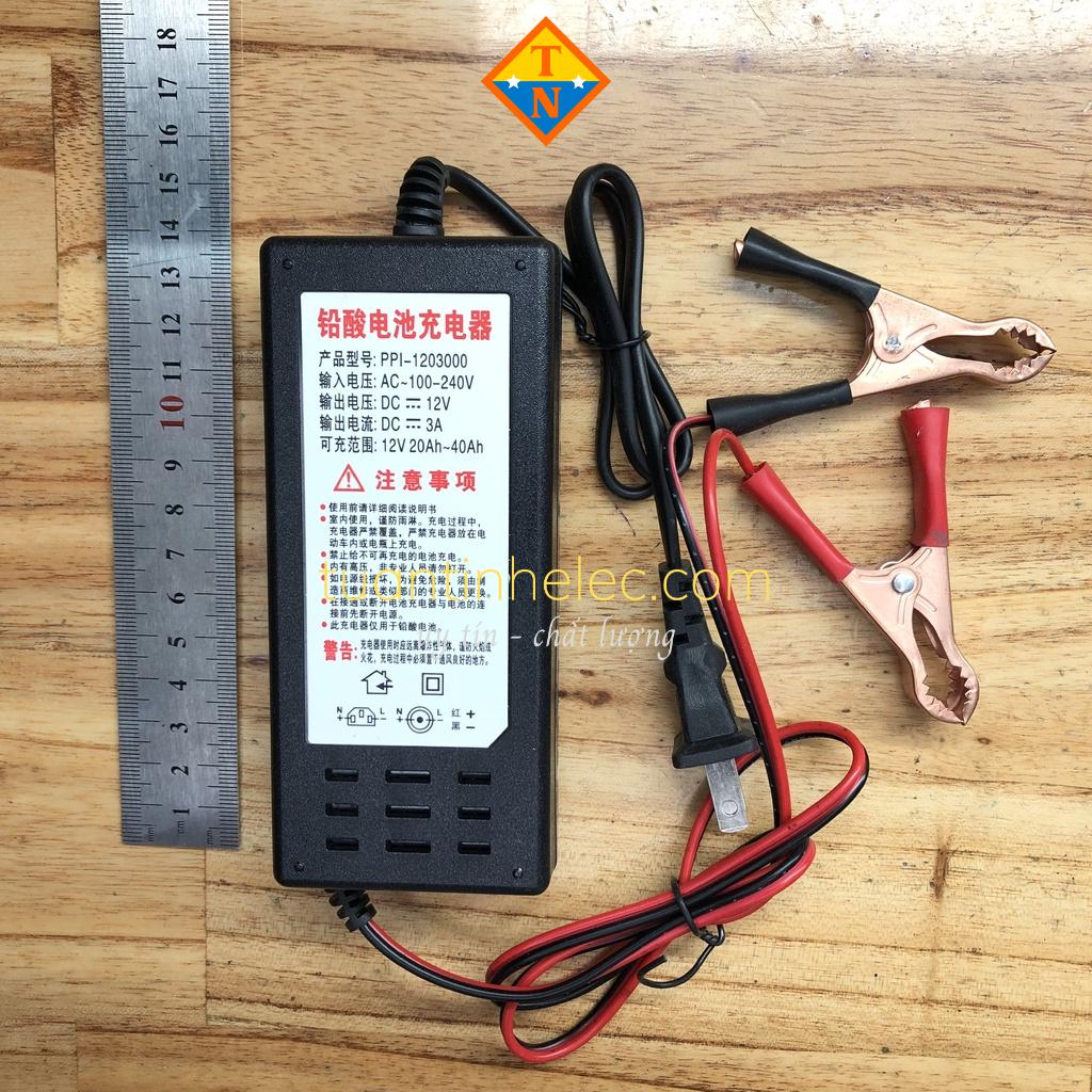 Sạc bình ắc quy ô tô, xe máy 12V/3A 20Ah-40Ah # sạc acquy