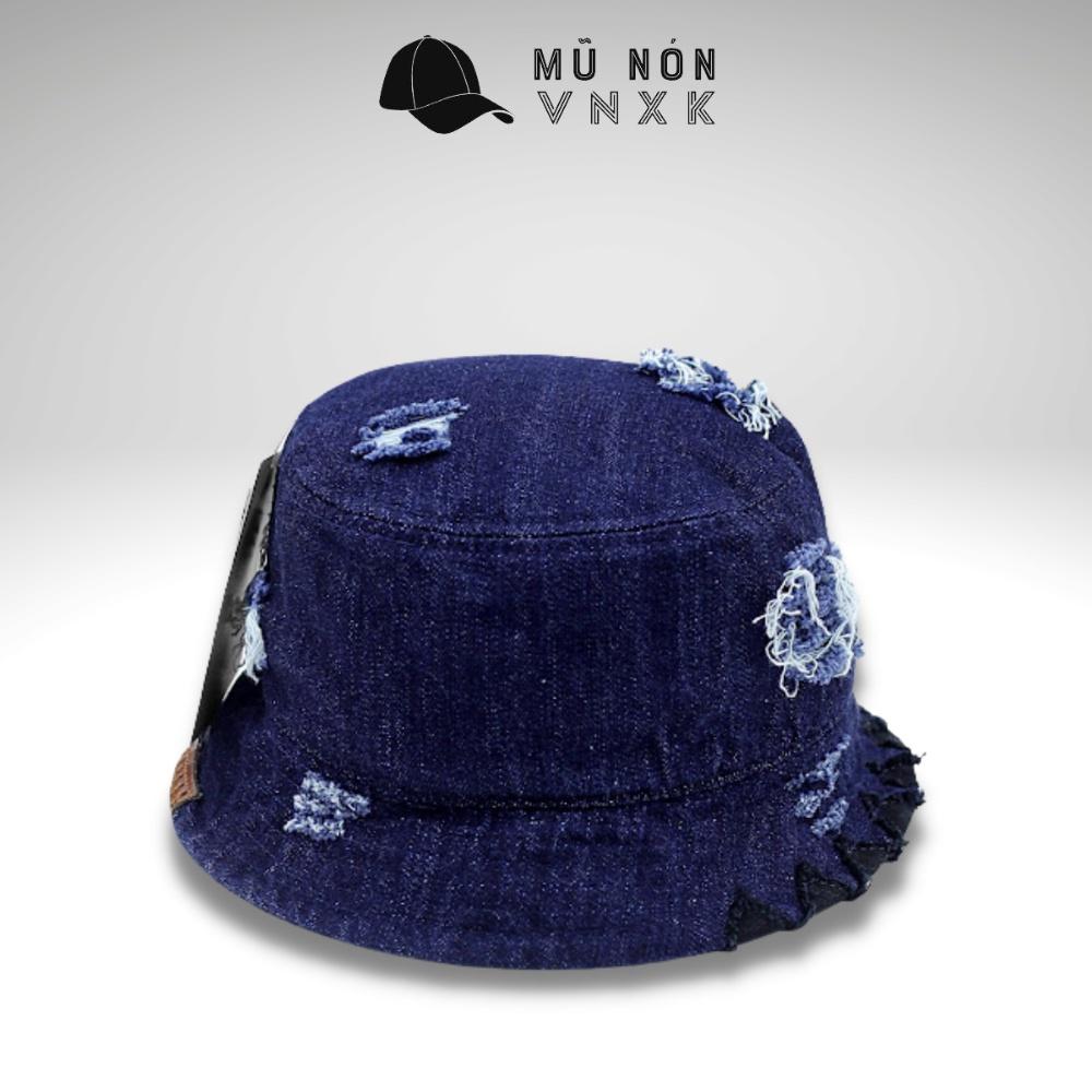 Mũ Bucket Ny Jean Denim Rách Jussy Fashion Nón Tai Bèo Nam Nữ Rách Viền Tua Vải Jean Bucket Bụi