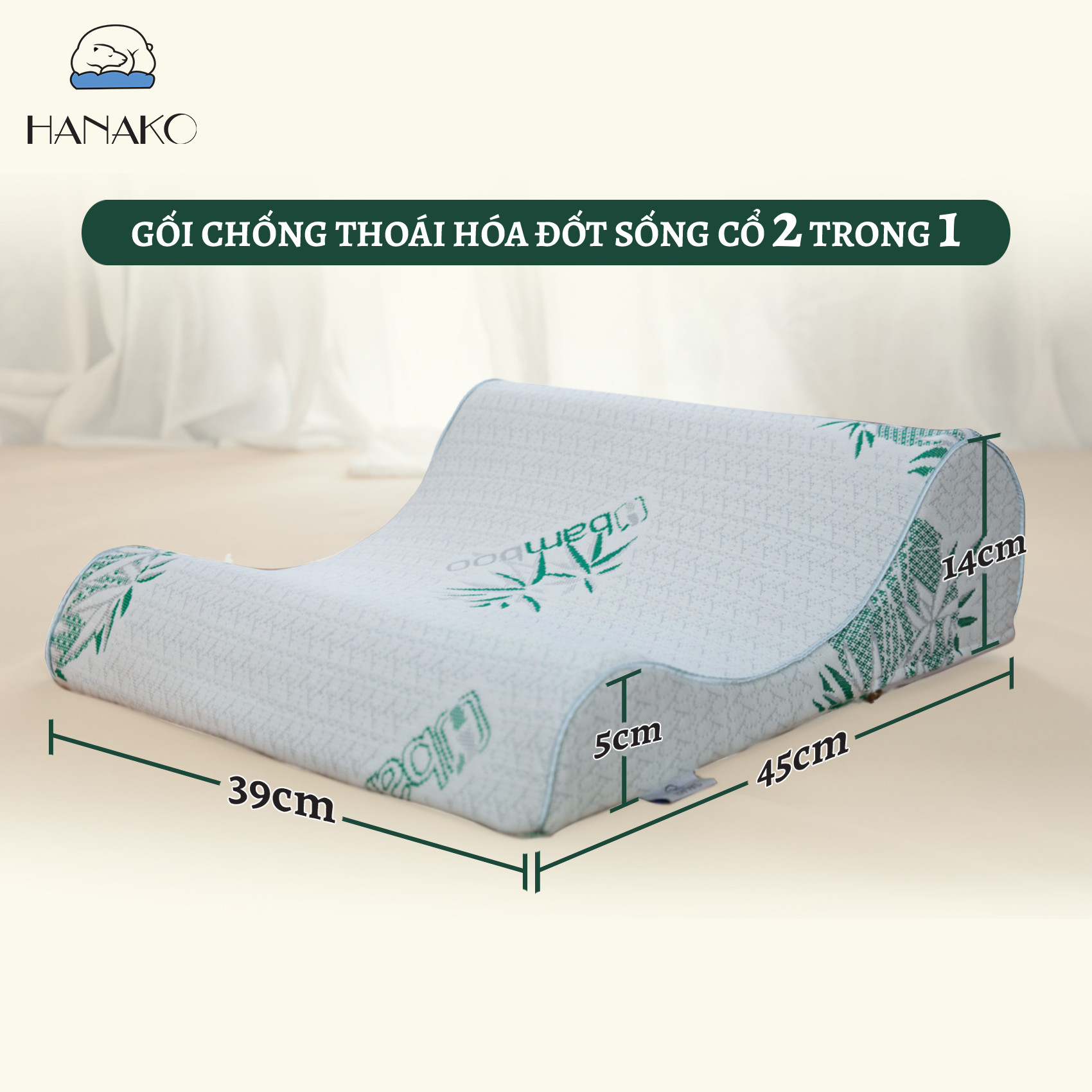 COMBO gối kê chống thoái hóa đốt sống cổ và gối kê lưng chống thoát vị đĩa đệm CHÍNH HÃNG - BẢO HÀNH 12 tháng ( THUN HOA CÚC )