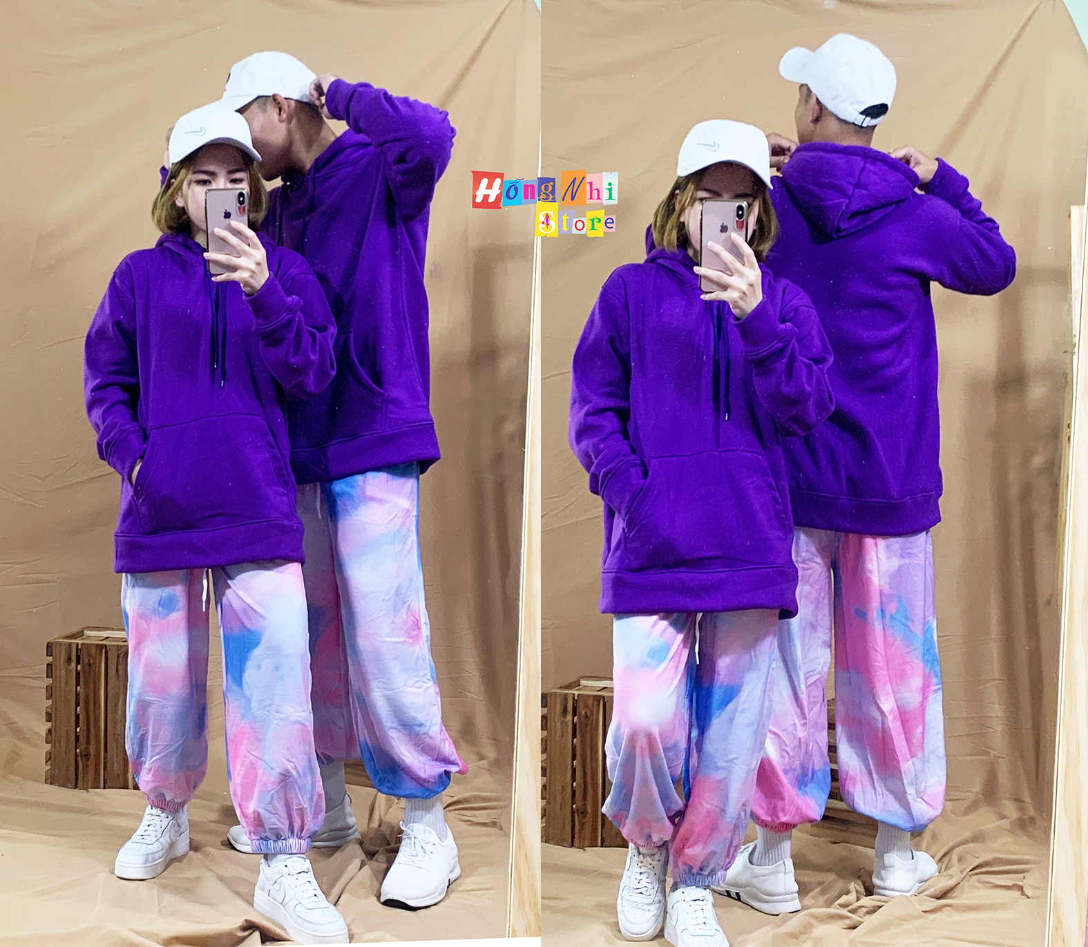 Áo Hoodie Trơn Màu Tím Cao Cấp Dáng Rộng Unisex Nam Nữ Mặc Được - MM