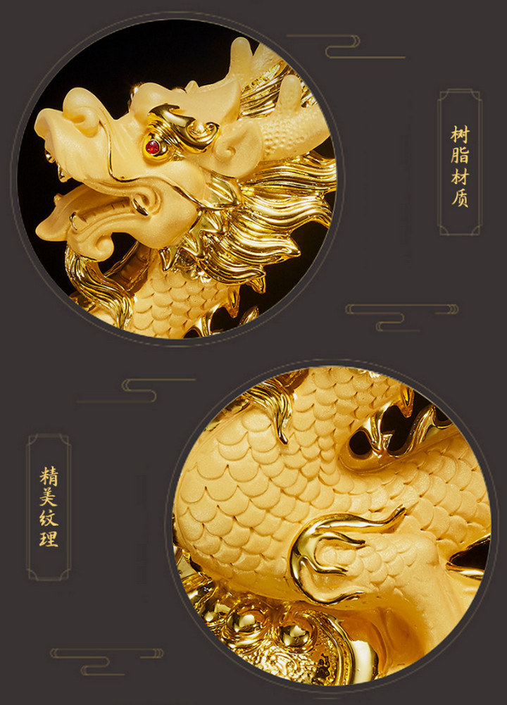 Hình ảnh Tượng Rồng Vàng Phong Thủy Trang Trí Nhà Cửa (Quà Tân Gia, Quà Khai Trương) - Home Decor Furniture
