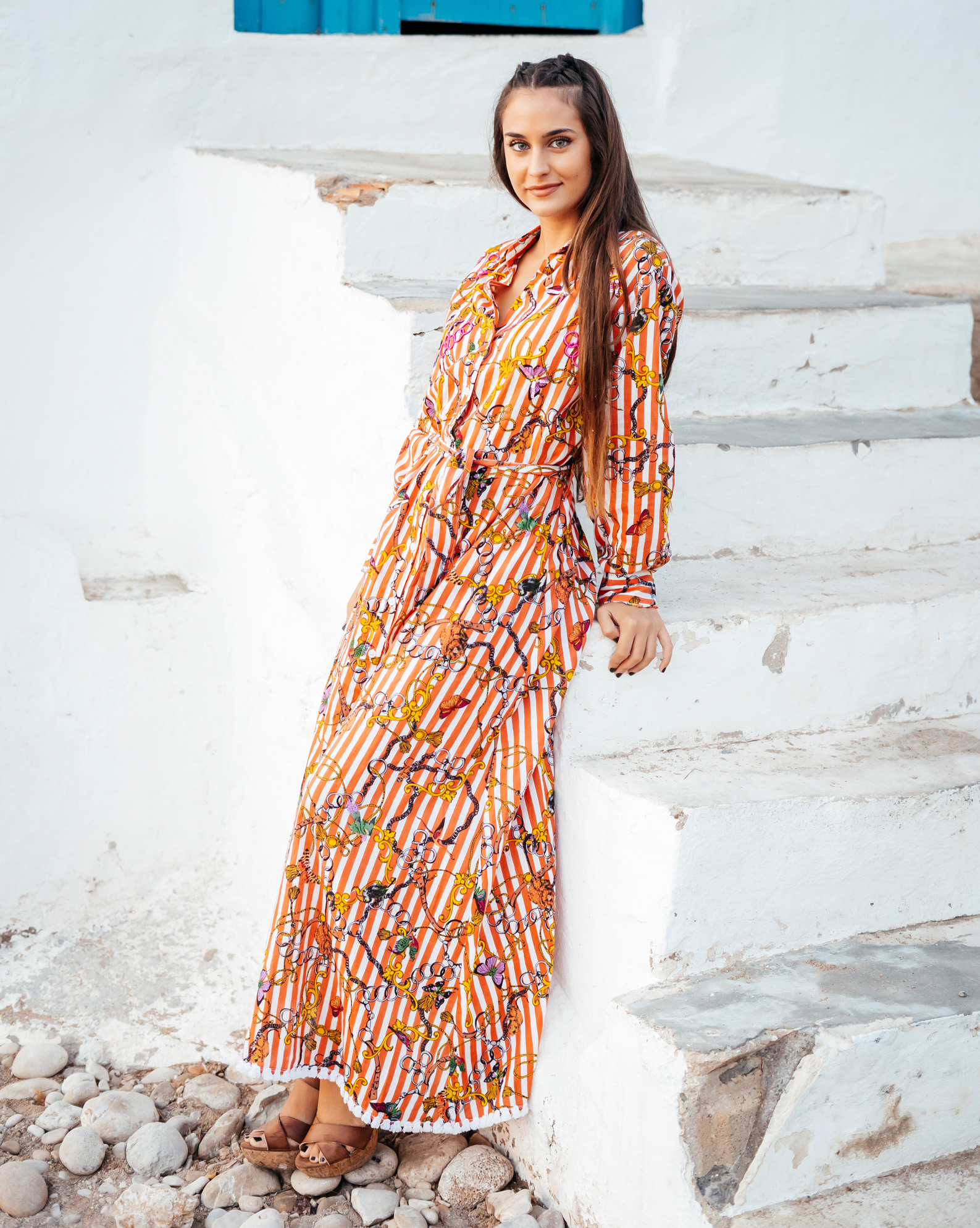 Đầm Maxi Sơ Mi Cotton Isla Bonita IB23374-BR