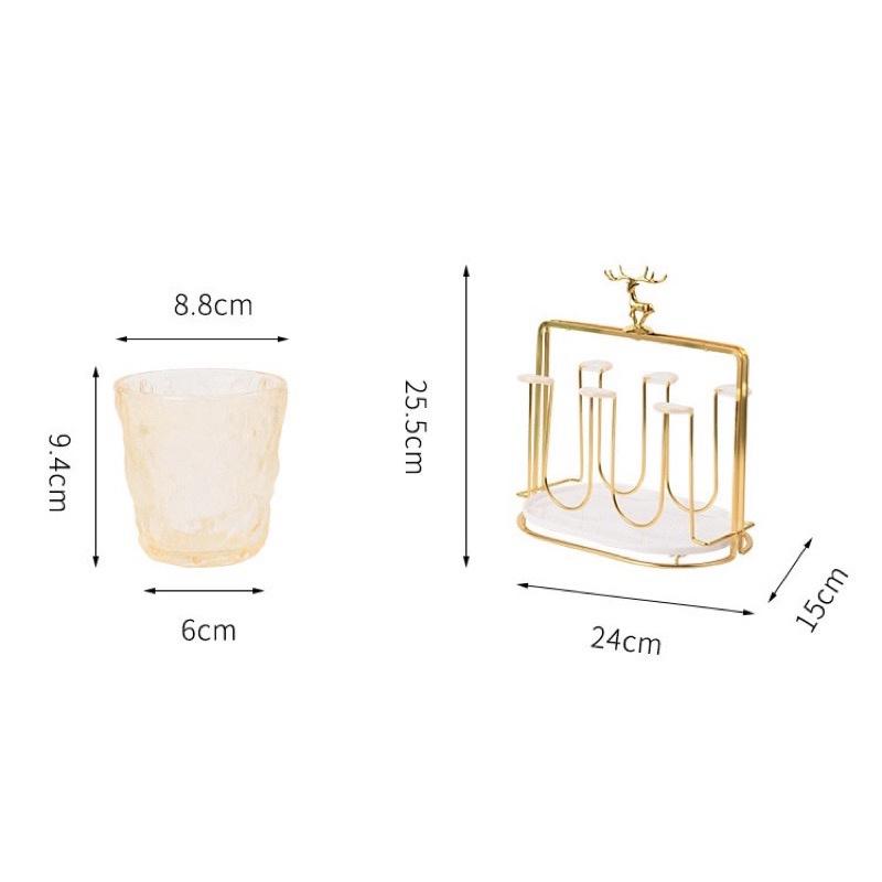 Khay úp cốc đầu hươu mạ vàng kèm khay hứng, úp cốc decor phong cách bắc Âu