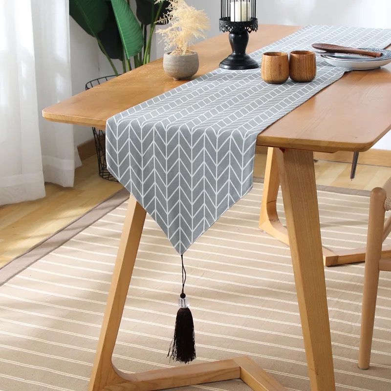 Khăn trải bàn table runner vải bố - Họa tiết Mũi tên - mẫu B05